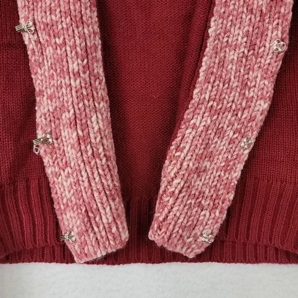 To The Max Wool-Blend Red V-Neck Cardigan Sweater Long Sleeve Size Medium - Picture 5 of 16